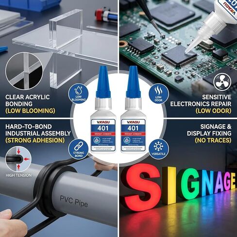 401 Super Glue Instant Adhesive Clear 20g for Plastic Wood Metal Rubber Leather 2 Bottles in Saudi Arabia