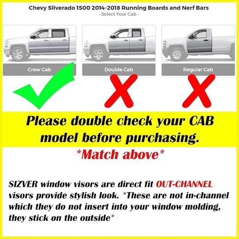Sizver Smoked Window Visors/Wind Rain Deflector Rain Guard For 2014-2017 GMC Sierra 1500 Crew Cab Only in Saudi Arabia