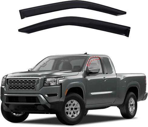 واقيات المطر للنافذة الجانبية المتوافقة مع Nissan Frontier 2022-2025، عاكسات النوافذ الخارجية للتركيب على نوافذ السيارة، قطعتان، مناسبة لبابين in Saudi Arabia
