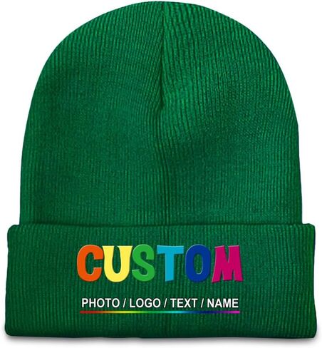 Custom Beanie for Men Women Personalized Knitted Hat Design Your Own Text Name Logo Image Unisex Winter Beanies in Saudi Arabia