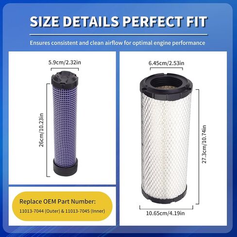 11013-7044 11013-7045 منظفات فلتر الهواء الداخلي والخارجي لـ Donaldson P821575 P822858 Kohler 25-083-01-S M131802 M131803، لـ Kawasaki FX850V 730V 691V 801V 751V 1000V FH680V in Kuwait
