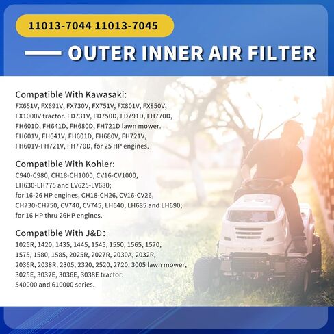 11013-7044 11013-7045 منظفات فلتر الهواء الداخلي والخارجي لـ Donaldson P821575 P822858 Kohler 25-083-01-S M131802 M131803، لـ Kawasaki FX850V 730V 691V 801V 751V 1000V FH680V in Kuwait