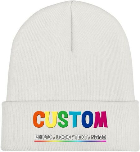 Custom Beanie for Men Women Personalized Knitted Hat Design Your Own Text Name Logo Image Unisex Winter Beanies in Saudi Arabia