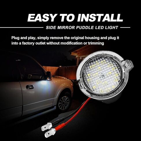 2PCS Side Mirror Light LED Puddle Light Replacement 3F1Z13B375AA Compatible with F0rd F150 Edge Expedition Fusion Explorer Taurus Flex Lincoln in Kuwait