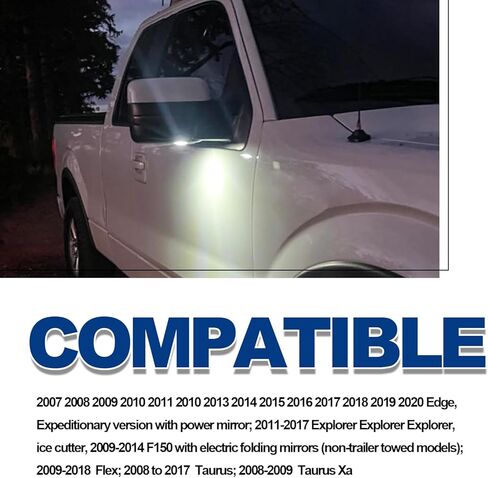 2PCS Side Mirror Light LED Puddle Light Replacement 3F1Z13B375AA Compatible with F0rd F150 Edge Expedition Fusion Explorer Taurus Flex Lincoln in Kuwait