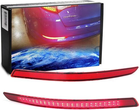 iJDMTOY Brilliant Red 40-SMD LED Bumper Reflector Lights Compatible With 2014-2015 Kia Optima K5, Function as Tail & Brake Lamps in Kuwait
