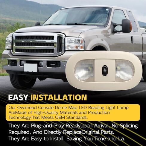 LED Overhead Console (Beige) with Dome Map Light & Sunroof Switch Fit for 2008-2010 Ford F250 F350 F450 F550 Super Duty Ceiling Headliner Lamp Replace# 8C3Z-25519A70-AA 4L3Z-13783-AA in Kuwait