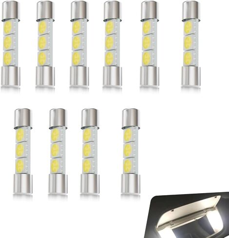 10 PCS Interior Car Lights, T6 5050 3SMD 28mm 12 V Flat Reading Light, Sun Visor Vanity LED Mirror Light, Universal for Most Cars, Trucks, SUVs (White) in Kuwait
