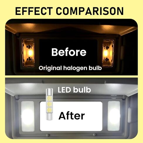 10 PCS Interior Car Lights, T6 5050 3SMD 28mm 12 V Flat Reading Light, Sun Visor Vanity LED Mirror Light, Universal for Most Cars, Trucks, SUVs (White) in Kuwait