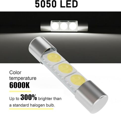 10 PCS Interior Car Lights, T6 5050 3SMD 28mm 12 V Flat Reading Light, Sun Visor Vanity LED Mirror Light, Universal for Most Cars, Trucks, SUVs (White) in Kuwait