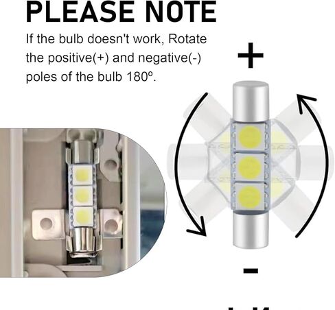 10 PCS Interior Car Lights, T6 5050 3SMD 28mm 12 V Flat Reading Light, Sun Visor Vanity LED Mirror Light, Universal for Most Cars, Trucks, SUVs (White) in Kuwait