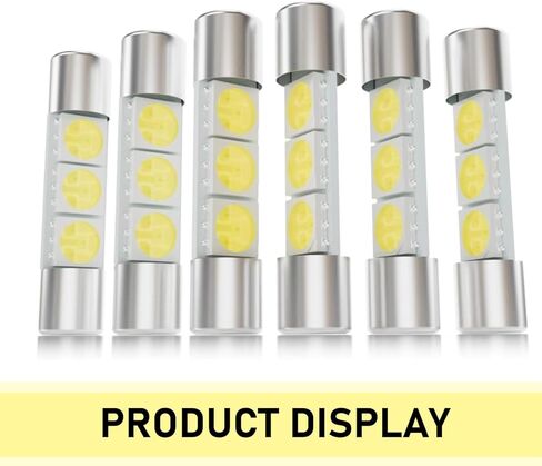 10 PCS Interior Car Lights, T6 5050 3SMD 28mm 12 V Flat Reading Light, Sun Visor Vanity LED Mirror Light, Universal for Most Cars, Trucks, SUVs (White) in Kuwait