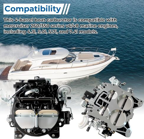 17080561 4 Barrel Marine Carburetor Compatible with Rochester Quadrajet Mercruiser 260 350 Engine, Replaces 17080561, 1347-6492A1, 1347-7362A1, 1347-8292A4, 1347-9662A4 in Saudi Arabia