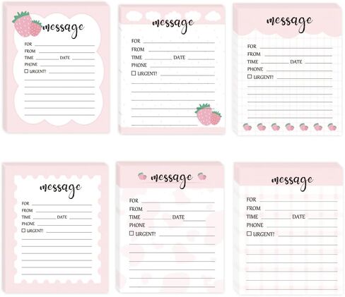 6 Pieces Telephone Message Sticky Notes Pads 4 x 5 Inch Self Adhesive Book Call Back Notepad for Work Call, Office Supplies 50 Sheets/Pack 6 Design (Pink) in Saudi Arabia