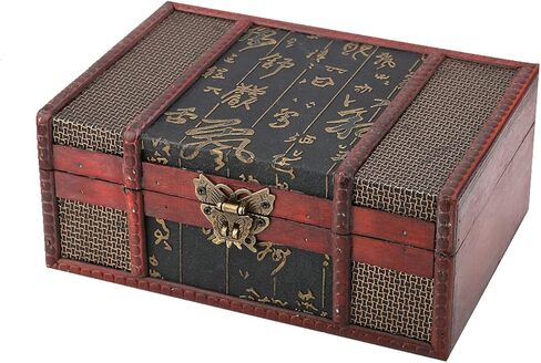 Tyenaza Wooden Keepsake Box, 23 x 16 x 9.8cm Small Chinese Style Antique Vintage Wood Book Jewelry Storage Organizer Chest Container(Chinese Style) in Saudi Arabia