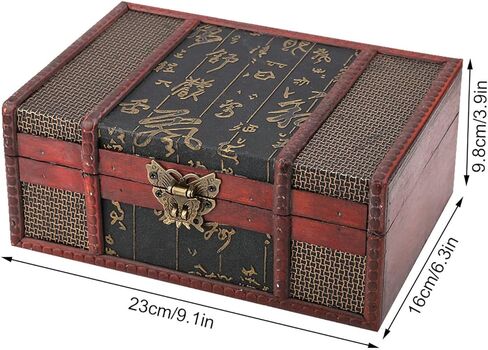 Tyenaza Wooden Keepsake Box, 23 x 16 x 9.8cm Small Chinese Style Antique Vintage Wood Book Jewelry Storage Organizer Chest Container(Chinese Style) in Saudi Arabia