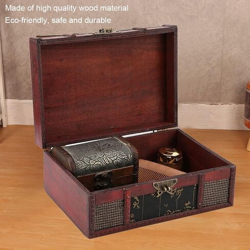 Tyenaza Wooden Keepsake Box, 23 x 16 x 9.8cm Small Chinese Style Antique Vintage Wood Book Jewelry Storage Organizer Chest Container(Chinese Style) in Saudi Arabia