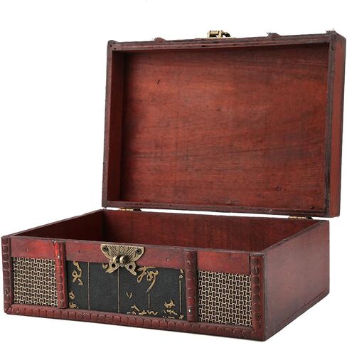 Tyenaza Wooden Keepsake Box, 23 x 16 x 9.8cm Small Chinese Style Antique Vintage Wood Book Jewelry Storage Organizer Chest Container(Chinese Style) in Saudi Arabia
