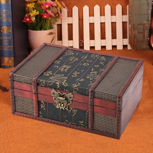 Tyenaza Wooden Keepsake Box, 23 x 16 x 9.8cm Small Chinese Style Antique Vintage Wood Book Jewelry Storage Organizer Chest Container(Chinese Style) in Saudi Arabia