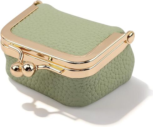 Genuine Leather Mini Jewelry Box with Kiss Lock, Portable Travel Jewelry Case Coin Purse for for Rings, Earrings, Pendants, Necklaces, Small Organizer Box for Girls Women(Pink) in Saudi Arabia