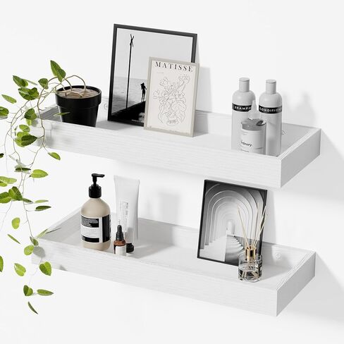 Floating Shelves for Wall, 15.7 Inch Picture Ledge with Raised Lip, Bathroom Shelves Over Toilet, Nursery Book Shelves, Kitchen Spice Rack, Wall Decor Display Ledge, Set of 2, White in Saudi Arabia