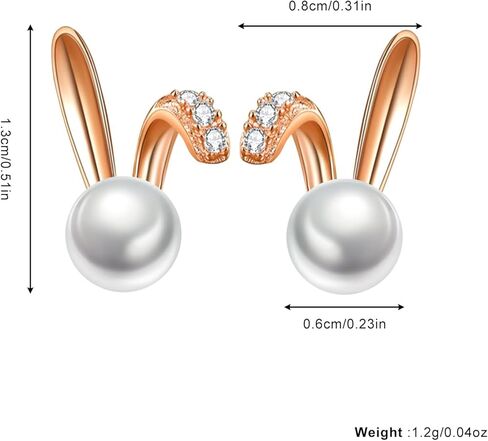 Easter Bunny Earrings for Women Gold Plated Rabbit Stud Earrings with Pearl, Cute Spring Holiday Jewelry Gift for Her in Kuwait