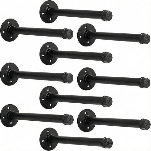 IAE Floating Pipe Shelves Bracket ,Wall Mounted Pipe Shelf for 6-12 in Depth Wood, Pipe Shelving Brackets,Heavy-Duty 3/4" Iron for Living Rooms, Kitchens, Bathrooms, and Home Offices,12 Inch 4 Pack in Saudi Arabia