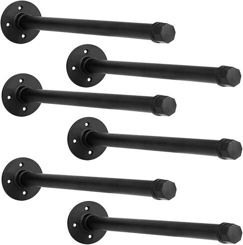 IAE Floating Pipe Shelves Bracket ,Wall Mounted Pipe Shelf for 6-12 in Depth Wood, Pipe Shelving Brackets,Heavy-Duty 3/4" Iron for Living Rooms, Kitchens, Bathrooms, and Home Offices,12 Inch 4 Pack in Saudi Arabia