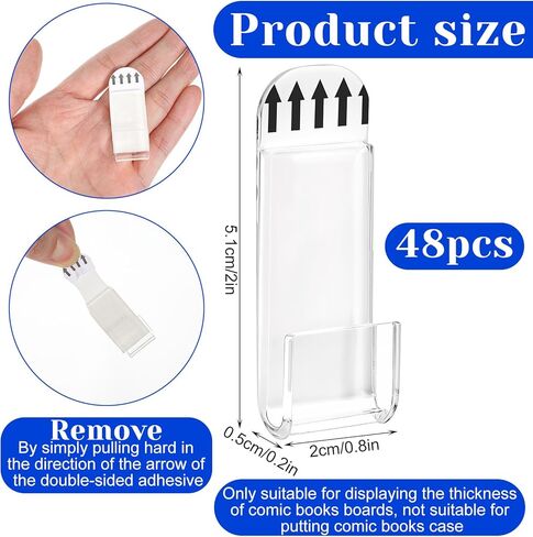48 Pcs Comic Book Wall Display Clear Floating Display Shelves Comic Book Frame Holder, Invisible, No Screws Self Adhesive in Kuwait