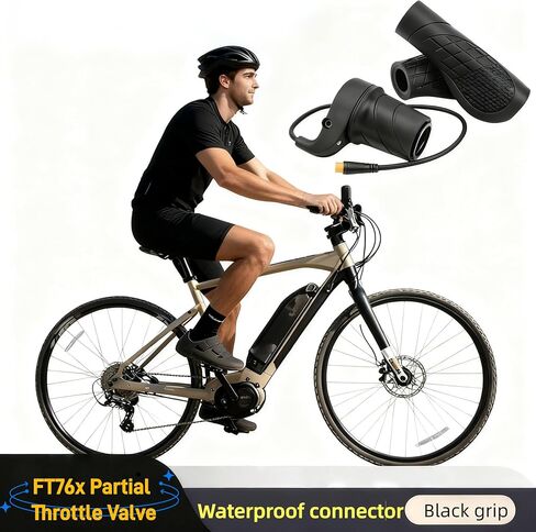 FT76X EBike نصف تويست خنق، 22.2 مم قبضة لEbike 12V-72V، قابس مقاوم للماء عالمي 3 دبوس، للدراجات الجبلية، سكوتر، سكوتر إلكتروني، دراجة كهربائية in Kuwait
