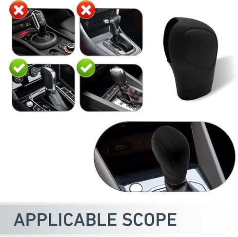 Car Gear Shift Knob Cover, Silicone Anti-Skid Gear Stick Protector, Anti-Scratch Comfortable Handbrake Handbar Cover, Universal Automatic Gear Shift Knob (Black) in Saudi Arabia