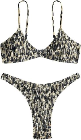 Women's 2 Piece Cheetah Bikini Sets Triangle Spaghetti Strap Tops and Thong Bottoms Swimsuits Set in Saudi Arabia
