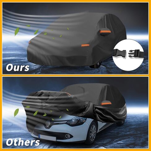 All-Weather Waterproof Car Cover - UV-Resistant Outdoor Full Exterior Protection for Renault Clio 1990-2024 190T-PU Black with Right Side Zipper in Saudi Arabia