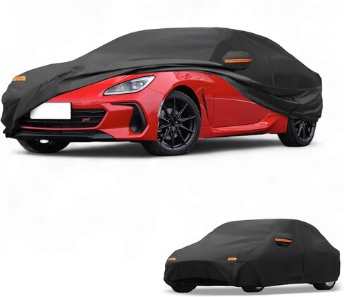 Car Cover Waterproof All Weather Sun Rain Protection Full Exterior Cover for Subaru BRZ 190T-PU Black with Left Side Zippers in Saudi Arabia