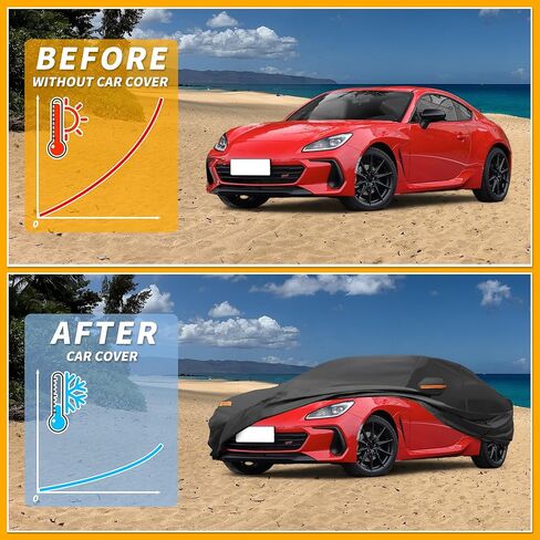 Car Cover Waterproof All Weather Sun Rain Protection Full Exterior Cover for Subaru BRZ 190T-PU Black with Left Side Zippers in Saudi Arabia