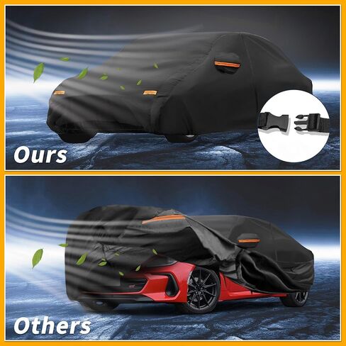 Car Cover Waterproof All Weather Sun Rain Protection Full Exterior Cover for Subaru BRZ 190T-PU Black with Left Side Zippers in Saudi Arabia