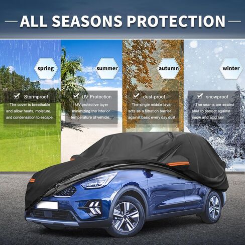X AUTOHAUX غطاء سيارة في الهواء الطلق مقاوم للماء الشمس المطر الثلوج البرد حماية مع الجانب الأيسر الباب سستة 210D-PU لكيا نيرو in Saudi Arabia