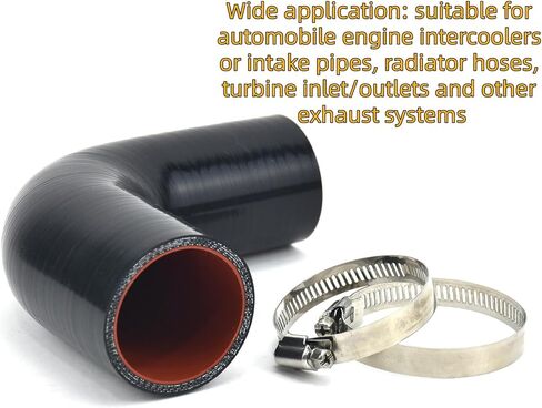 ID 1.75" to 2" (45mm to 51mm) 90 Degree Elbow Silicone Reducer, Leg Length 4.7" (120mm), Automotive General Reinforced 4-layer High Performance Coupler Connector With Clamp in Kuwait