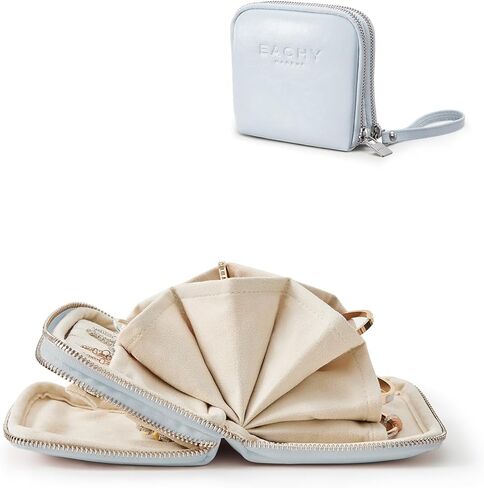 EACHY Jewelry Organizer, Open Flat Travel Jewelry Case,No Tangle Jewelry Pouch Bags for Earrings, Necklaces, Rings, Bracelets, Brooches, Blue in Kuwait