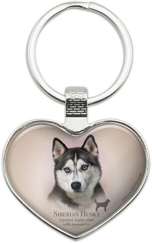 Siberian Husky Dog Breed Keychain Heart Love Metal Key Chain Ring in Saudi Arabia
