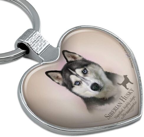Siberian Husky Dog Breed Keychain Heart Love Metal Key Chain Ring in Saudi Arabia