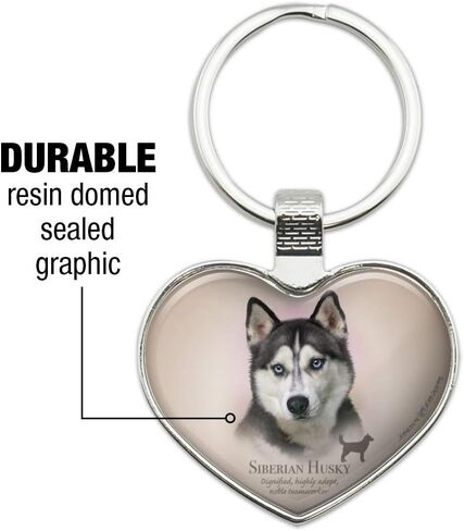 Siberian Husky Dog Breed Keychain Heart Love Metal Key Chain Ring in Saudi Arabia