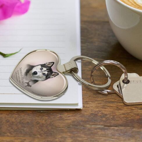 Siberian Husky Dog Breed Keychain Heart Love Metal Key Chain Ring in Saudi Arabia