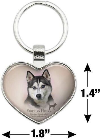 Siberian Husky Dog Breed Keychain Heart Love Metal Key Chain Ring in Saudi Arabia