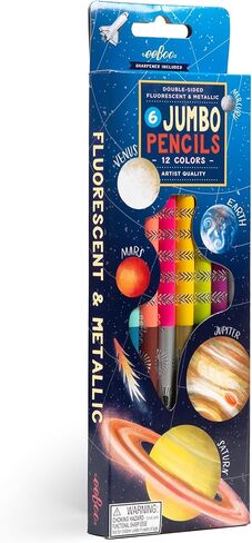 eeBoo: 6 Jumbo Colored Pencils - Axolotl - Double-Sided,12 Colors, Metallic &Fluorescent, Great for Coloring, Art Supplies, Kids Ages 3+ in Saudi Arabia