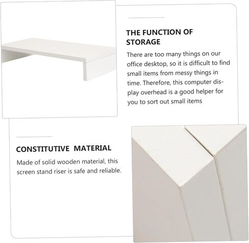 1pc Desktop Monitor Riser White Elevated Stand for Computer Laptop Printer and Tablet Space-saving Shelf Strong Bearing Capacity and Smooth Edges in Kuwait