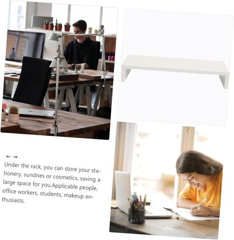 1pc Desktop Monitor Riser White Elevated Stand for Computer Laptop Printer and Tablet Space-saving Shelf Strong Bearing Capacity and Smooth Edges in Kuwait