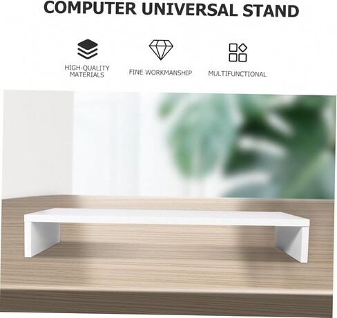 1pc Desktop Monitor Riser White Elevated Stand for Computer Laptop Printer and Tablet Space-saving Shelf Strong Bearing Capacity and Smooth Edges in Kuwait