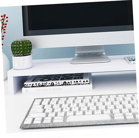 1pc Desktop Monitor Riser White Elevated Stand for Computer Laptop Printer and Tablet Space-saving Shelf Strong Bearing Capacity and Smooth Edges in Kuwait