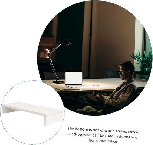 1pc Desktop Monitor Riser White Elevated Stand for Computer Laptop Printer and Tablet Space-saving Shelf Strong Bearing Capacity and Smooth Edges in Kuwait